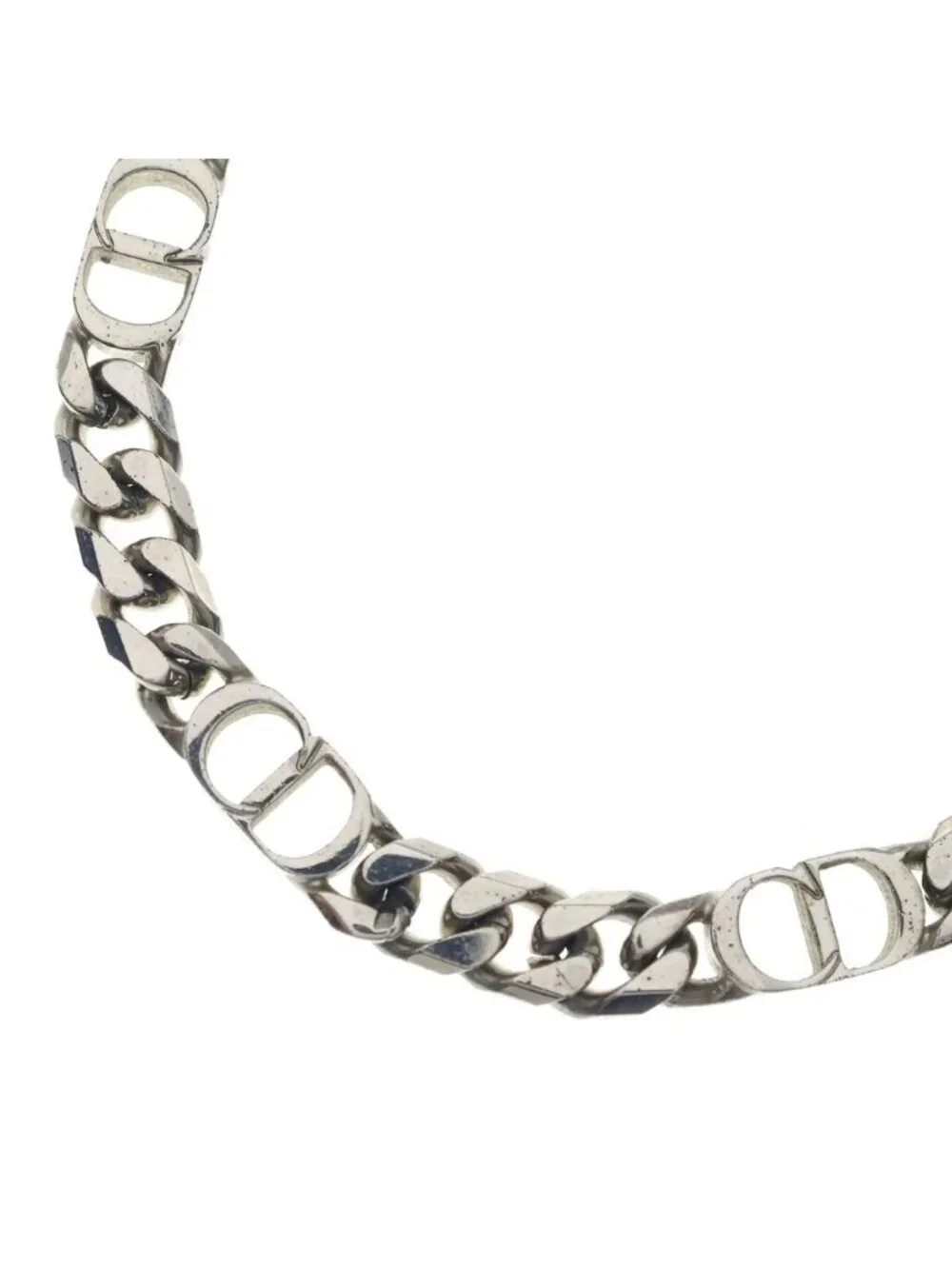 Dior CD Logo Icon Chain Link Necklace Silver